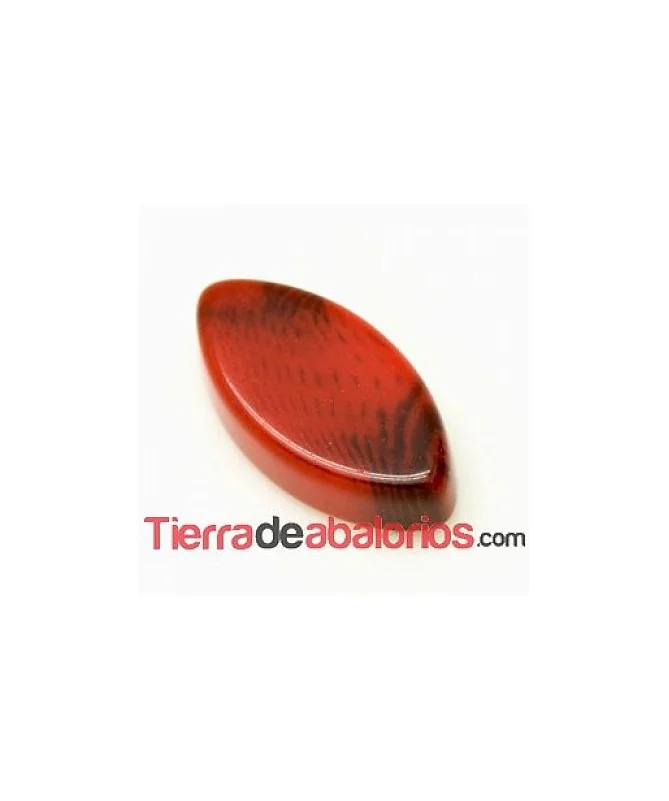 Cabujón Resina Rombo 14x7mm Rojo Efecto Piedra