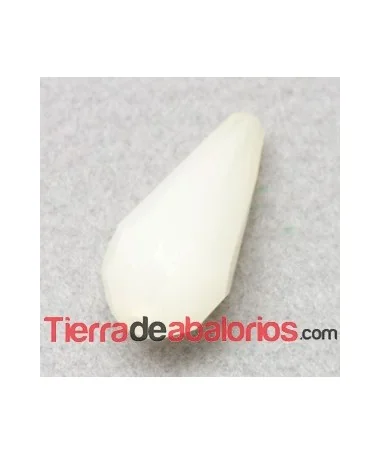 Drop Acrilico Facetado 26x12mm Agujero 2,6mm Blanco Opal