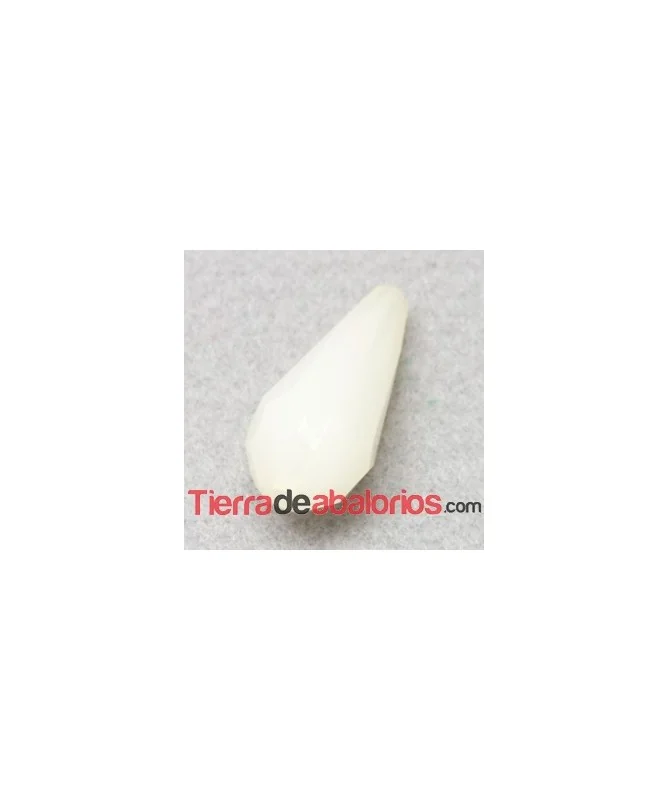 Drop Acrilico Facetado 26x12mm Agujero 2,6mm Blanco Opal