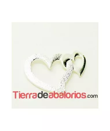 Entrepieza Corazones Enlazados 31x24mm, Plateado Matizado Entrepieza Corazones Enlazados 31x24mm, Plateado Matizado