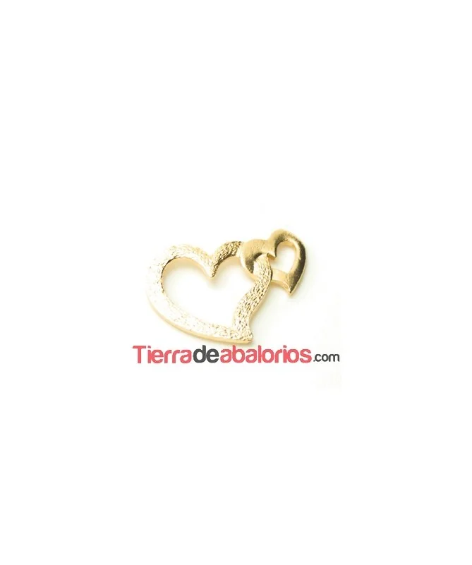 Entrepieza Corazones Enlazados 31x24mm Dorado Matizado