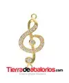 Entrepieza Nota Musical 34x14mm con Circonitas, Baño Oro