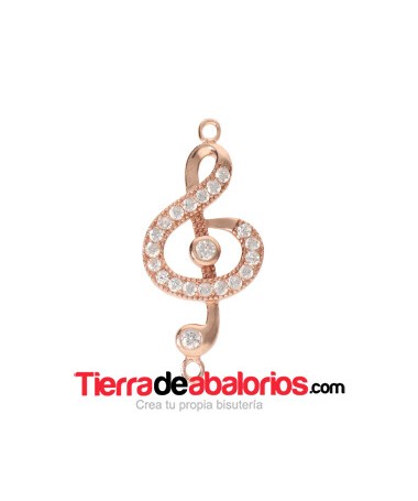 Entrepieza Nota Musical 34x14mm con Circonitas Baño Oro Rosa