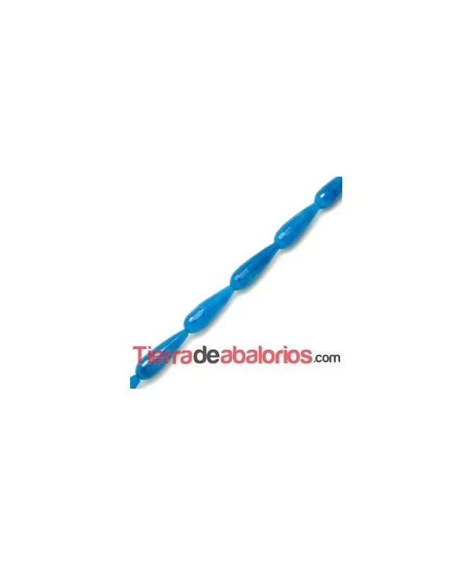 Agata Gota Facetada 30x10mm Agujero 1mm Cerulean