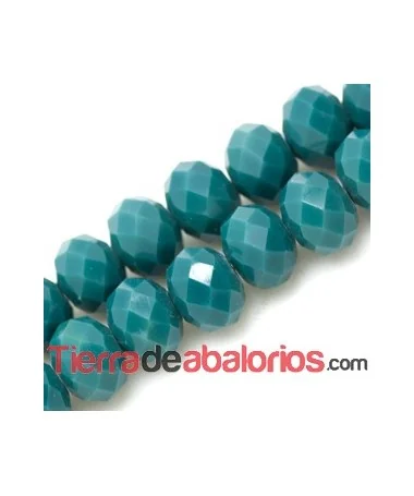 Briolette Facetada 8x6mm Agujero 1,5mm Verde Musgo