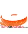 Lazo 10mm Naranja Fluor Lunares Blancos