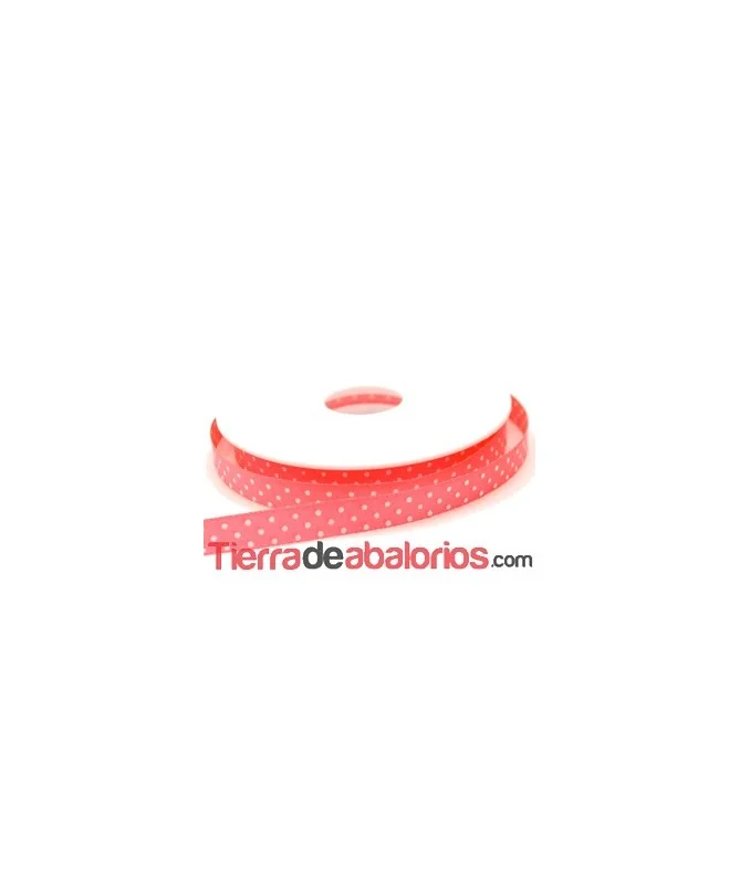 Lazo 10mm Rosa Quisquilla Fluor Lunares Blancos