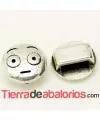 Emoticono 10mm Agujero 6x2mm Perplejo, Plateado