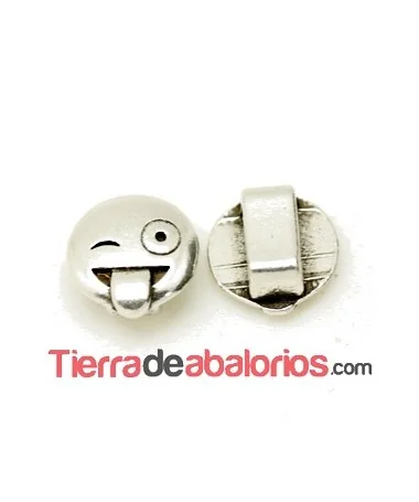 Emoticono 10mm Agujero 6x2mm Burlón, Plateado