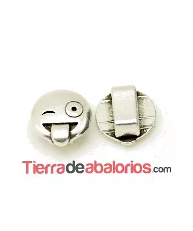 Emoticono 10mm Agujero 6x2mm Burlón, Plateado