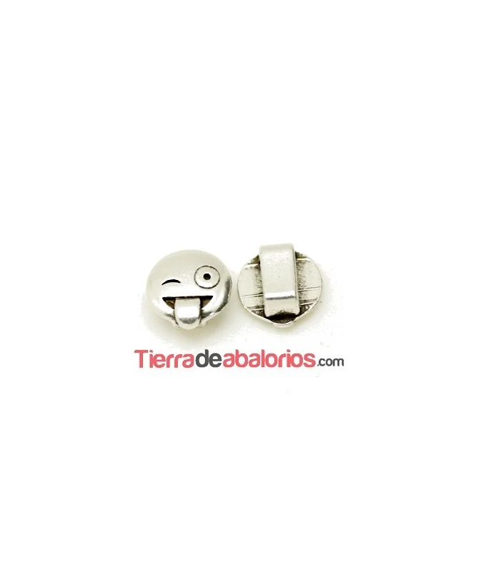 Emoticono 10mm Agujero 6x2mm Burlón, Plateado