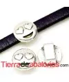 Emoticono 10mm Agujero 6x2mm Enamorado, Plateado