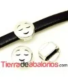 Emoticono 10mm Agujero 6x2mm Sonrisa Inocente, Plateado