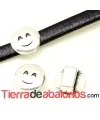 Emoticono 10mm Agujero 6x2mm Sonrisa Cariñosa, Plateado