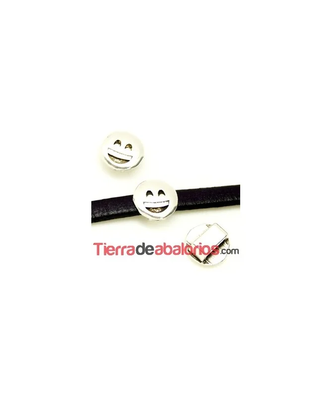 Emoticono 10mm Agujero 6x2mm Sonrisas, Plateado
