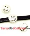 Emoticono 10mm Agujero 6x2mm Sonrisas, Plateado