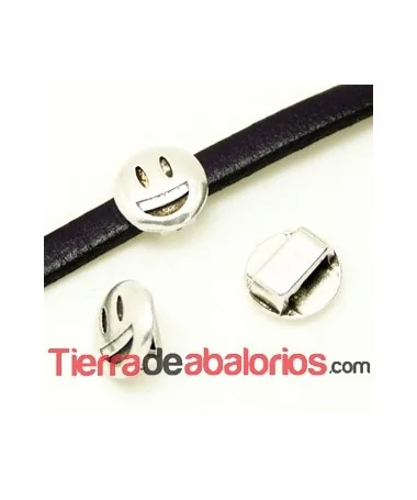 Emoticono 10mm Agujero 6x2mm Risas, Plateado