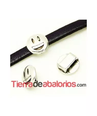 Emoticono 10mm Agujero 6x2mm Risas, Plateado