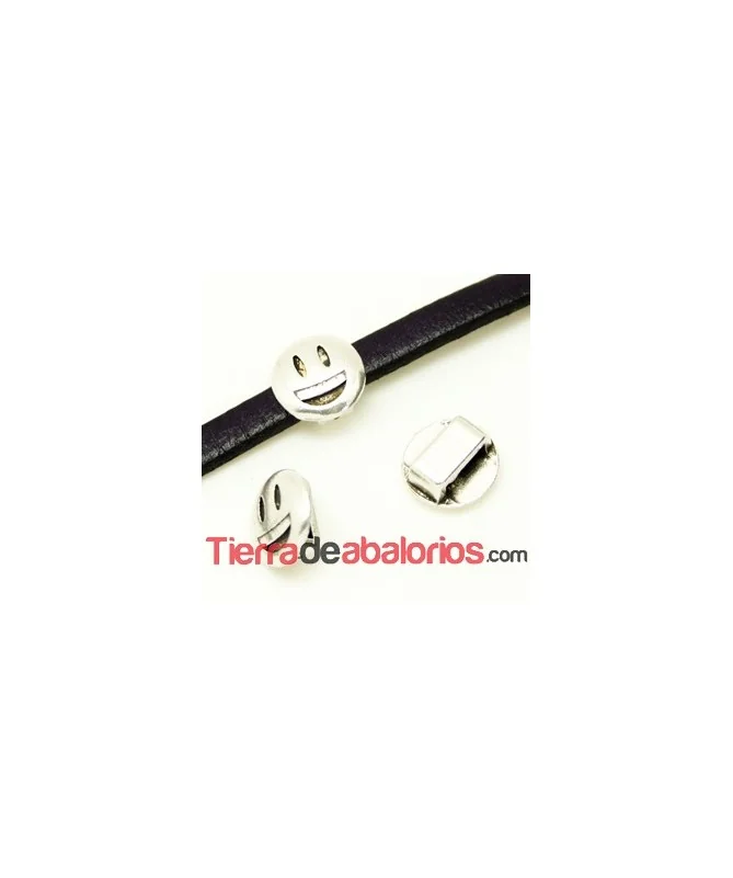 Emoticono 10mm Agujero 6x2mm Risas, Plateado