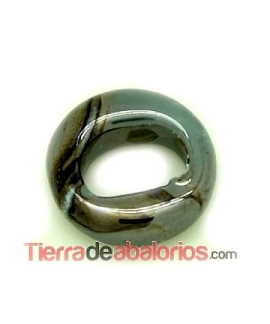 Cerámica Aro 18mm Agujero 10x7mm Turquesa y Negro