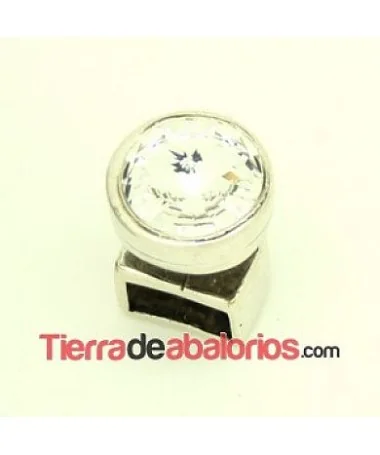 Terminal con Rivoli Cristal 12mm Agujero 10x5mm, Plateado