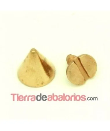 Tachuela Punta 8mm con Tornillo, Oro Rojizo