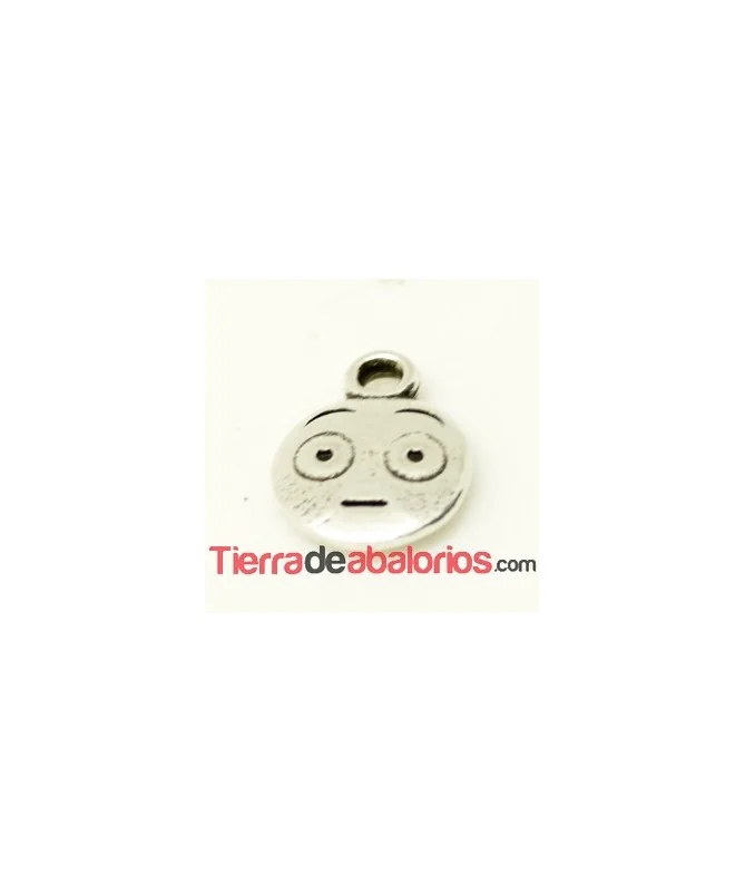 Colgante Emoticono 8mm Perplejo Plateado