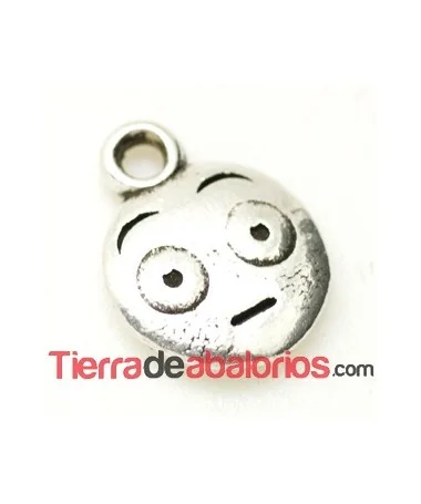 Colgante Emoticono 8mm Perplejo Plateado