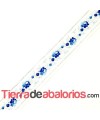 Pasamaneria de Saten 35mm Blanco Flores Azules