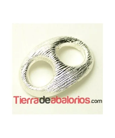 Calabrote Rayado 32x24mm Plateado Brillante Calabrote Rayado 32x24mm Plateado Brillante