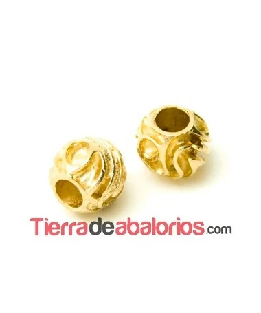 Bola Irregular Tallada 13mm Agujero 6mm, Dorado Matizado