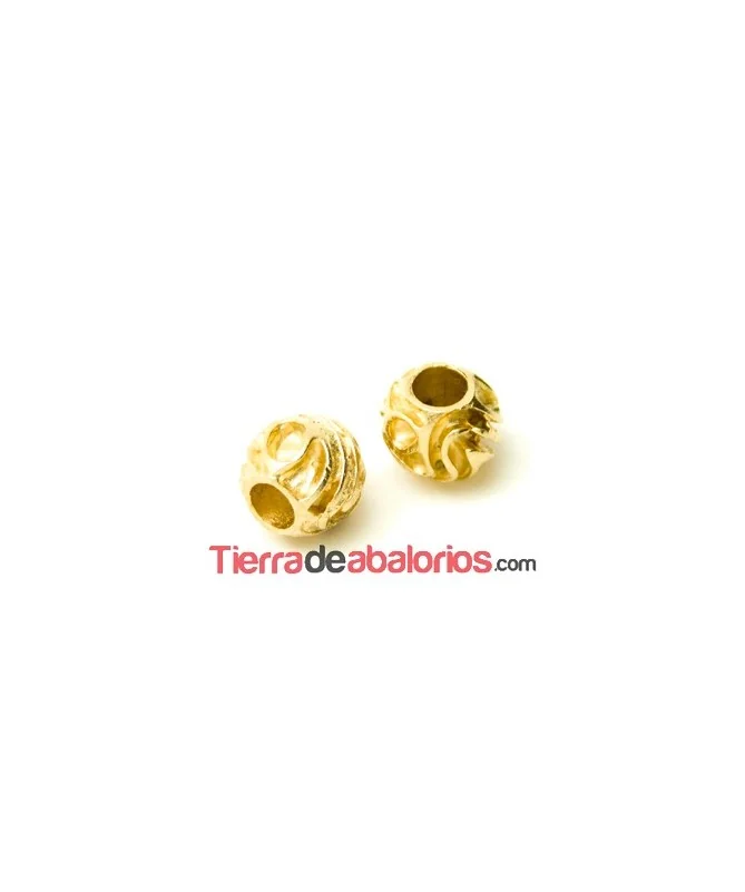 Bola Irregular Tallada 13mm Agujero 6mm, Dorado Matizado