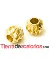 Bola Irregular Tallada 13mm Agujero 6mm, Dorado Matizado