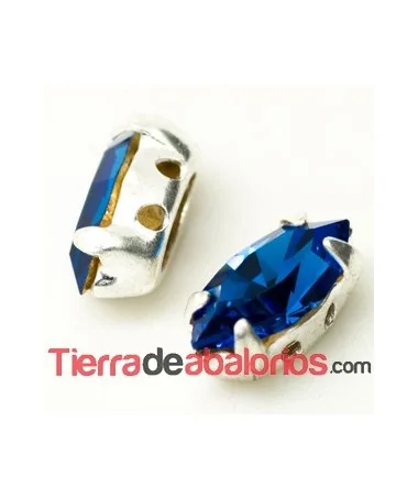 Navette 10x5mm Capri Blue Engaste Plateado