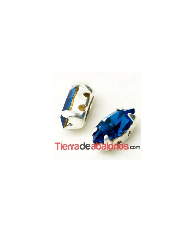 Navette 10x5mm Capri Blue Engaste Plateado