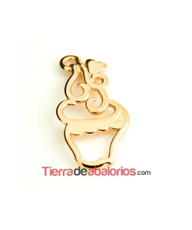 Colgante Cupcake 32x17mm, Oro Rosa