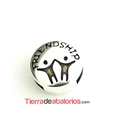 Entrepieza Pasador 13mm Agujero 10x2mm Friendship, Plateado Entrepieza Pasador 13mm Agujero 10x2mm Friendship, Plateado