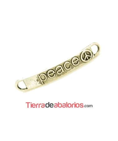 Conector Curvado 38x6mm Peace, Plateado Conector Curvado 38x6mm Peace, Plateado