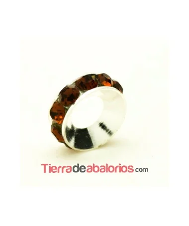 Rondel con Strass 10mm Agujero 5mm Smoked Topaz Rondel con Strass 10mm Agujero 5mm Smoked Topaz