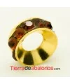 Rondel Dorado con Strass 10mm Agujero 4,3mm Topaz