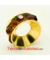 Rondel Dorado con Strass 10mm Agujero 4,3mm Topaz