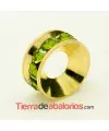 Rondel Dorado con Strass 10mm Agujero 4,3mm Olivine