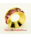 Rondel Dorado con Strass 10mm Agujero 4,3mm Rose