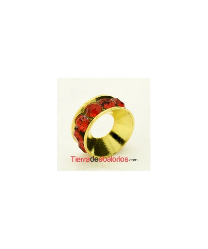 Rondel Dorado con Strass 10mm Agujero 4,3mm Light Siam