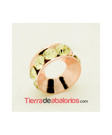 Rondel Oro Rosa con Strass 10mm Agujero 4,2mm Jonquil