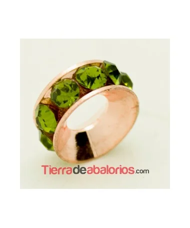 Rondel Oro Rosa con Strass 10mm Agujero 4,2mm Olivine Rondel Oro Rosa con Strass 10mm Agujero 4,2mm Olivine