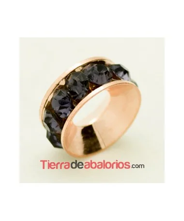 Rondel Oro Rosa con Strass 10mm Agujero 4,2mm Tanzanite