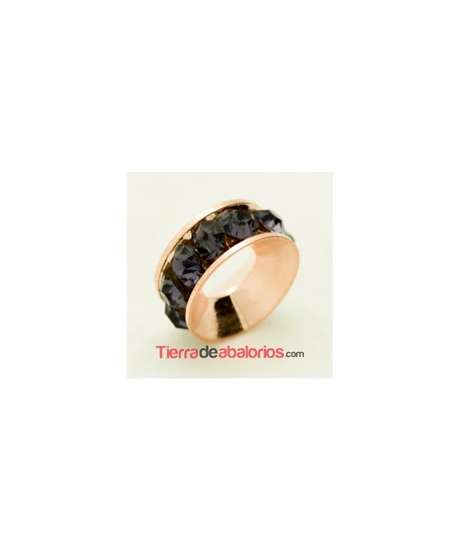 Rondel Oro Rosa con Strass 10mm Agujero 4,2mm Tanzanite