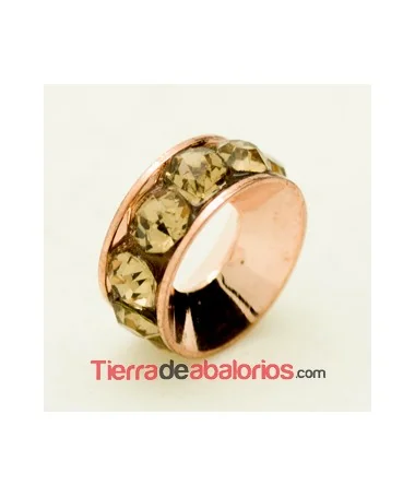 Rondel Oro Rosa con Strass 10mm Agujero 4,2mm Light Colorado
