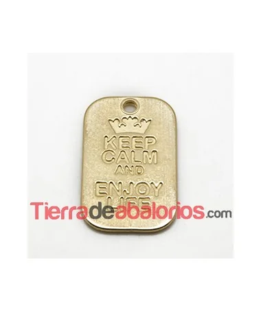 Colgante Keep Calm And Enjoy Life 40x25mm, Dorado